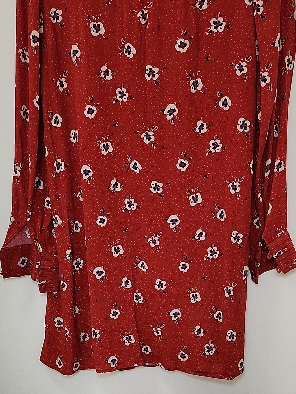 Sézane Joe dress in red floral print long sleeves button-front design Size 38/6 - Picture 15 of 16